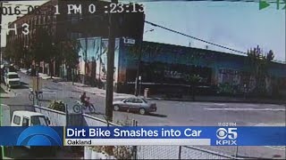 Surveillance Camera Captures Violent Dirt Bike Crash