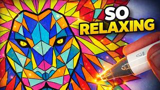👉 Geometric Lion Mandala Coloring 🦁✨ So Relaxing ASMR (Printable PDF)