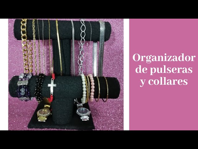 DIY Joyero organizador para pulseras y collares con tubos de cartón vacíos