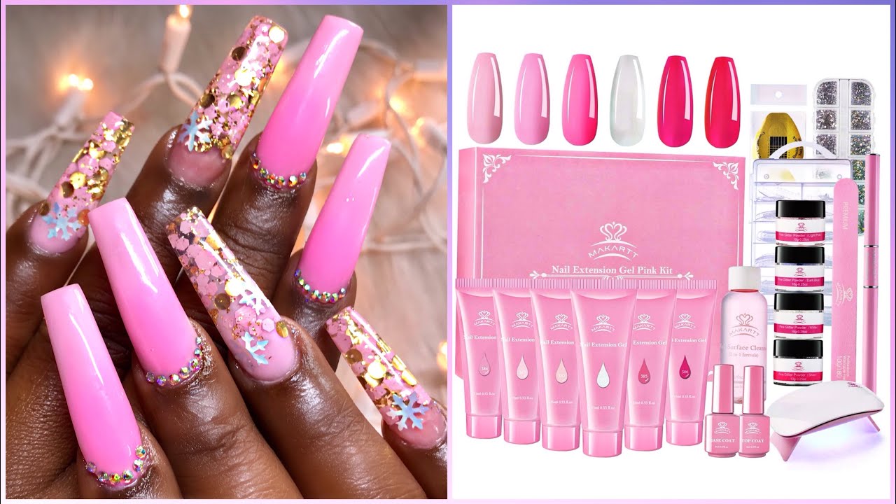 Pink Polygel Nails Makartt Pink Polygel Extension Kit - YouTube