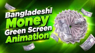 1000 Taka Green Screen Animation Bangladeshi Money Falling Effect .