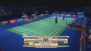 Dubai World Superseries Finals 2015 | Badminton Day 2 M6-WS Grp A | Carolina Marin vs Saina Nehwal