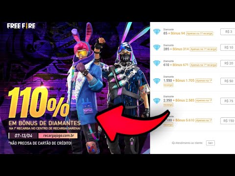 COMO RECARREGAR DIAMANTES! BÔNUS 110% FREE FIRE, COMO RECARREGAR PELO SITE,  NOVIDADES FREE FIRE 