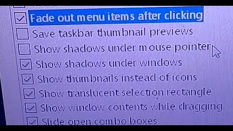 how to enable fade out menu items after clicking in windows 10