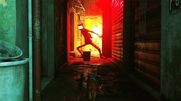 Stray Gameplay. First contact with robots. Alarm in the city.