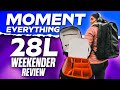 Moment everything 28l weekender review sternum strap fit check