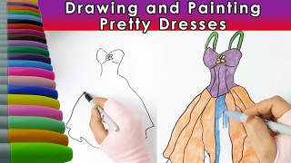 Drawing and Painting Pretty Dresses - Learning Colors /  Coloring Pages for Preschool Kids screenshot 3
