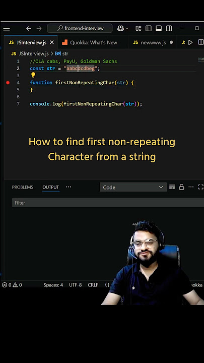 How to find the first non repeating character from a string? #javascript #coding #datastructures