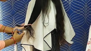 very long & thik hair cutting !! aise hair pe kaise cutting ️ karen ! without length shot (U cut)