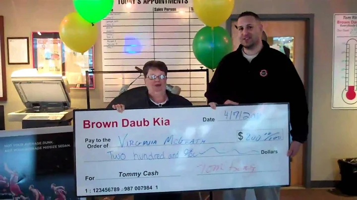 Brown Daub Kia gives Virginia McGrath a BIG CHECK!