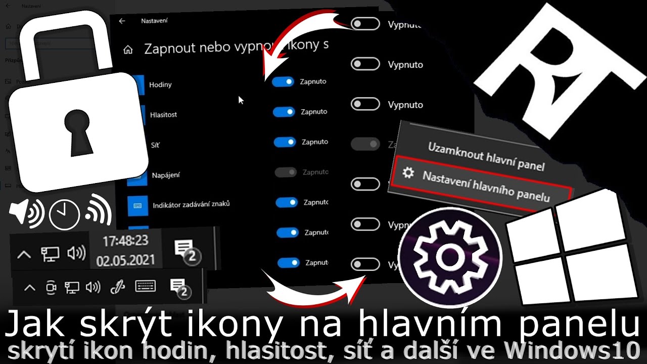 Jak skrýt ikony na hlavním panelu?