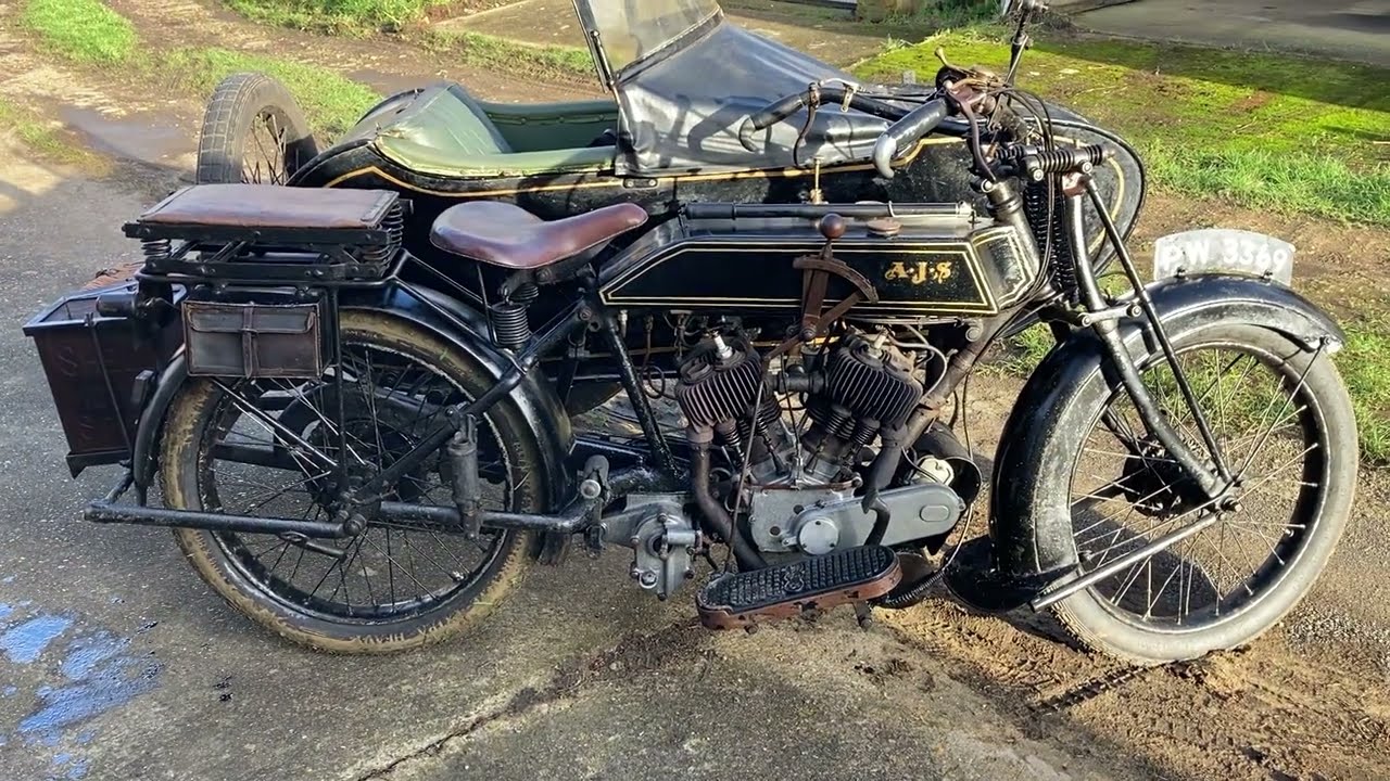 AJS 1924 V twin. Original Sidecar