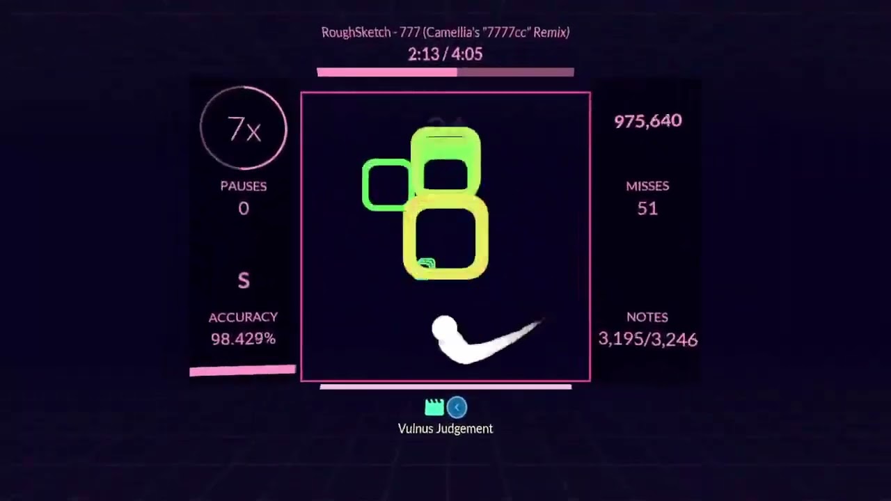 Roughsketch - 777 (Camellia's"777cc" Remix) (97.900% s-) Rhythia