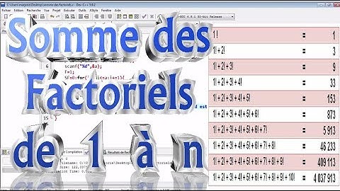 5-Somme des factoriels des nombres de 1 à n en langage C-la boucle forحساب مجموع عاملي اعداد صحيحة