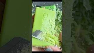 Cutting very dry green soap ASMR. 💚 #soapcutting #soapcarving #satisfying
