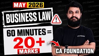 20 Marks in 1 Hour I MOST IMPORTANT Questions Business Law May 2026 #cafoundationbusinesslawrevision