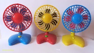Fan Toys - Tiga Kipas Angin Mini Merah Kuning Biru