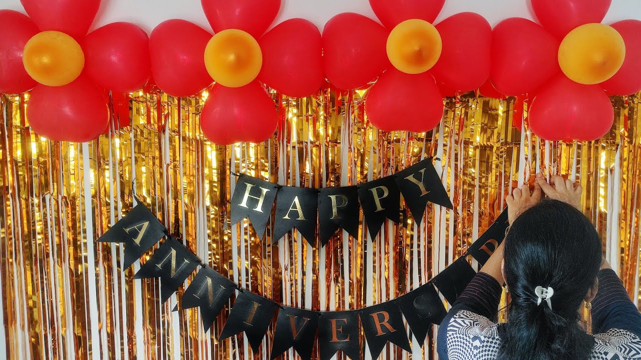 Simple Anniversary Decoration ideas at home ll Anniversary background ...