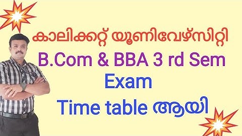 B.com & BBA 3rd semester exam time table published