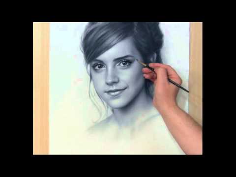 Speed Drawing Portrait Emma Watson  Рисование портрета Сухая кисть