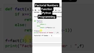 Factorial Numbers Easy with Python Programming Functions! #python #ai