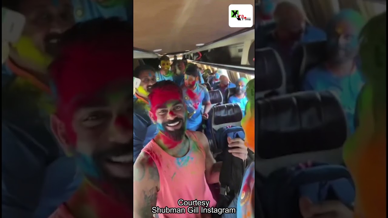 Virat Kohli, Shubman Gill, Rohit Sharma celebrate Holi in Team Bus on way back to hotel | HappyHoli