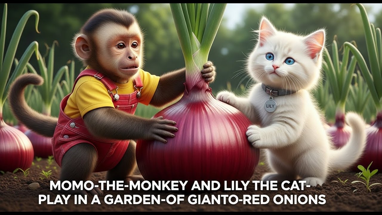 momo-the-monkey-and-lily-the-cat-play-in-a-garden-of-giant-red-onions