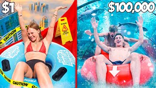 $1 vs $100,000 Water Park !