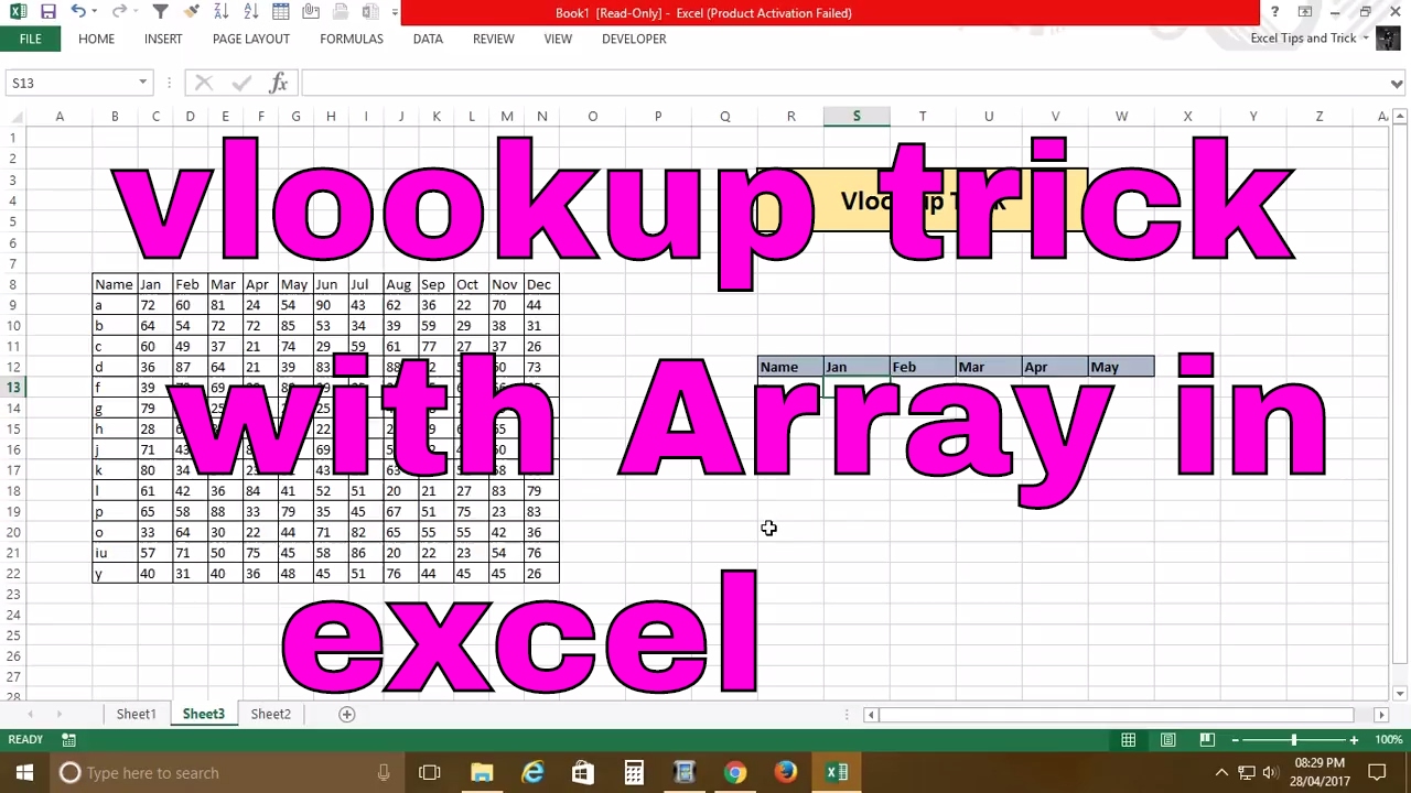 excel vlookup function with array - YouTube