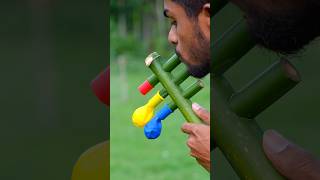 New Green Bamboo Creations With Three Colourful Balloons #creation #craft #toys
