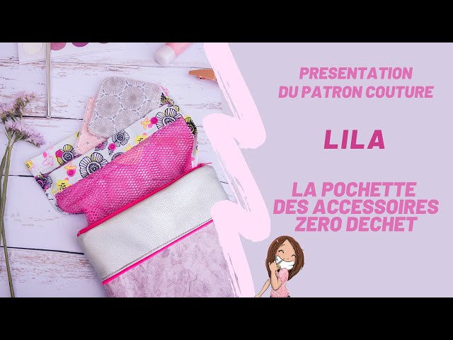 Trousse tissu et simili Lila Bohème grise à motifs fabrication française  bretonne