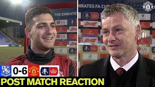 Solskjaer & Dalot happy with Cup win at Tranmere | Tranmere 0-6 Manchester United | Emirates FA Cup