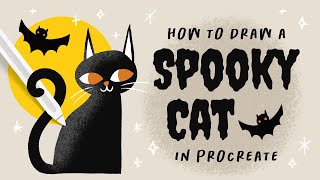 How to Draw a Spooky Cat in Procreate // Beginner Procreate Tutorial