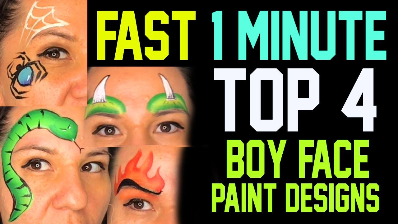 4 Easy Fast Boys Face Painting Ideas Tutorial - Youtube