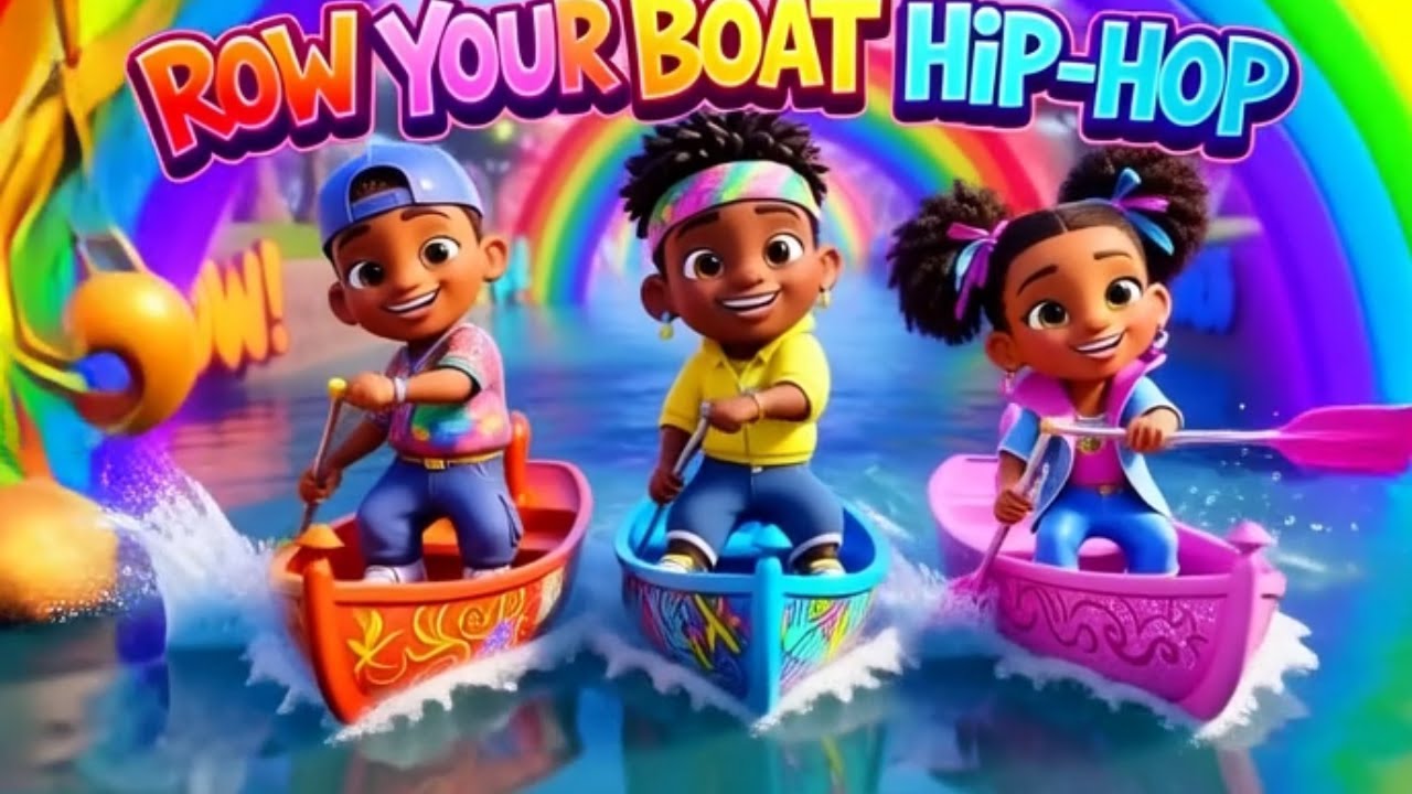Row row row Your Boat song | Olu, Lou & Lila River Race! 🚤🎤