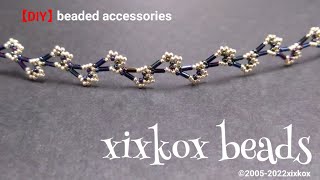 【DIY】xixkox beads 特小ビーズ(Seed Beads 15/0)と竹ビーズ(Bugle Beads 3㎜)で編むピアス&amp;ブレスレット #beads