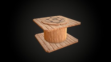Blender, Zbrush, Substance Painter - Stylized wooden Cable Reel