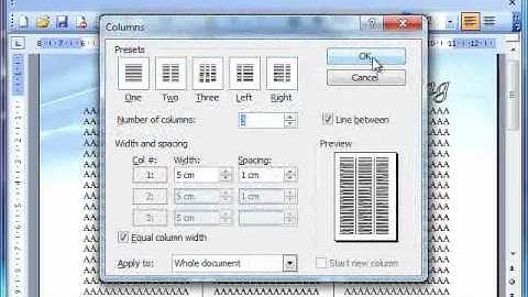 Columns in Microsoft Word 2003