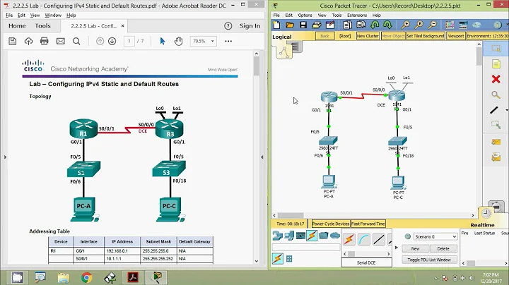 2.2.2.5 Lab - Configuring IPv4 Static and Default Routes