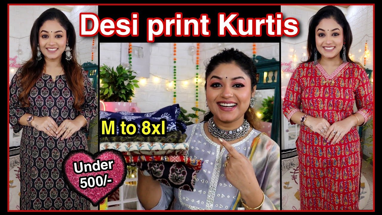 Amazon party wear kurtis under 500 , online shopping haul ,review ,myntra  party wear kurti haul - YouTube