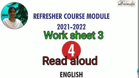 Class 4 worksheet 3 answer Refresher course Module English Read Aloud @BRINDA 