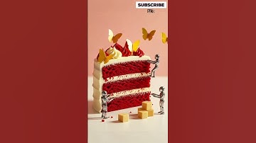 ai miniature. tiny robots making red velvet cake