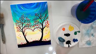 Paint with me! - Falling Leaves / Easy Step by Step Painting For Beginners, Easy Painting Ideas