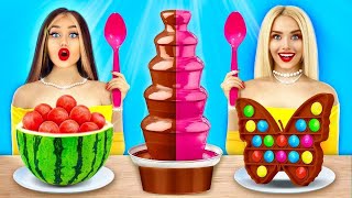 ШОКОЛАДНОЕ ФОНДЮ ЧЕЛЛЕНДЖ! | Сумасшедшее поедание шоколада vs настоящей еды 24 часа от RATATA BOOM