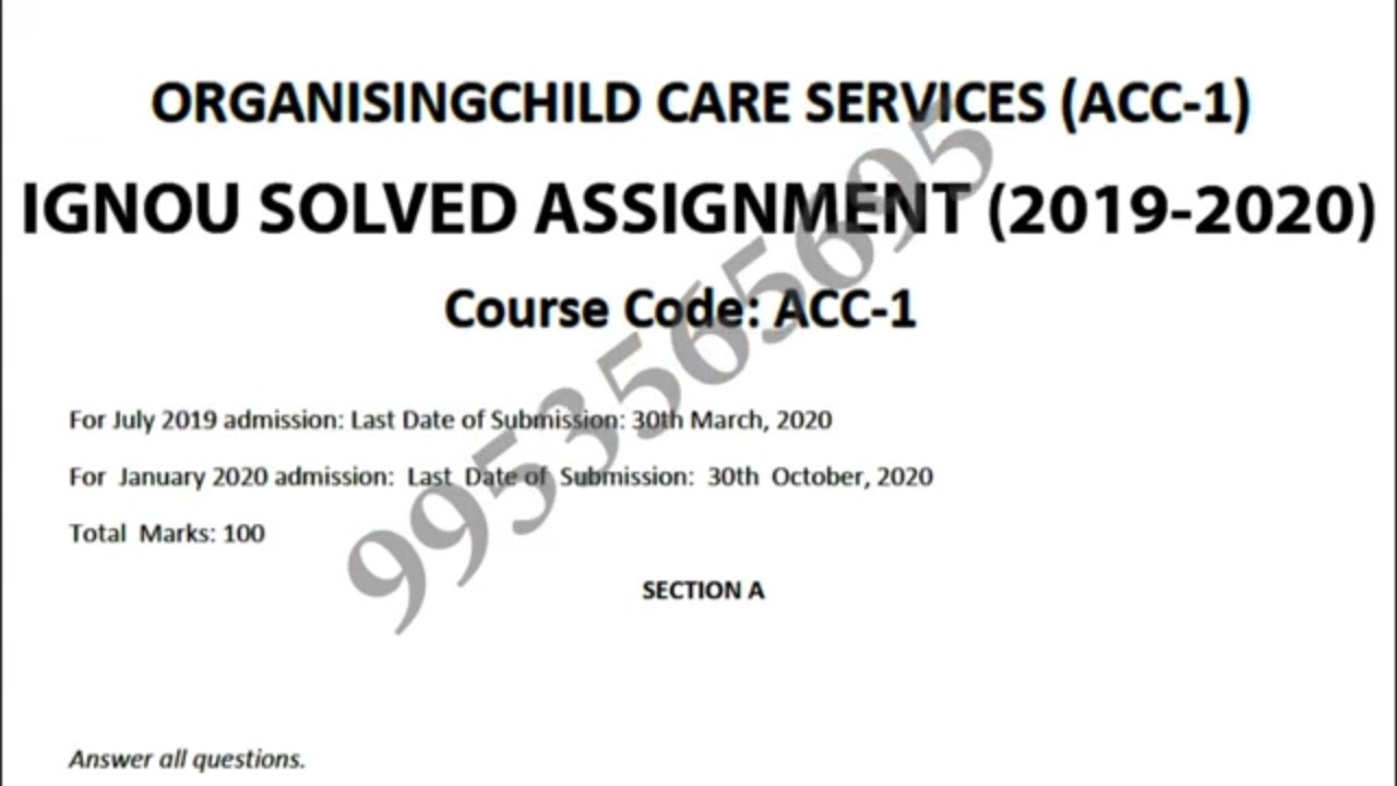 ACC-1 Solved Assignment 2019-20 - YouTube