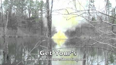 20lbs of Tannerite explodes in a pond.
