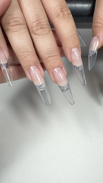 Hard structure gel clear in oval dual form nail extension snaps #ASMR ￼