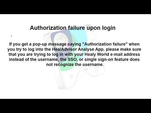 Healy FAQ Authorization failure upon login (C)