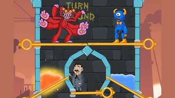 Blue Monster Rescue New Gameplay All Level - Puzzle Game Pull The Pin