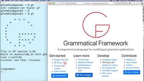 Install GF · Run grammars in GF shell · Mac version